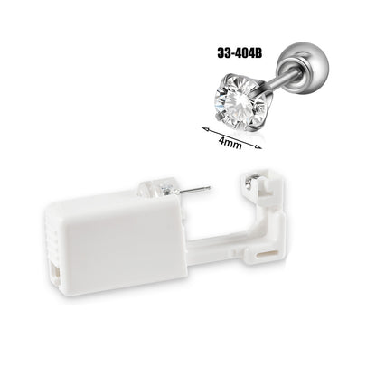 跨境不锈钢一次性耳洞打耳器耳钉花朵蝴蝶锆石头部球座一次打耳枪