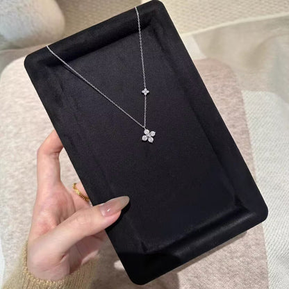 Twin Clover Necklace for Women, Summer | Zirconia Niche Choker | Luxury Designer Trendy